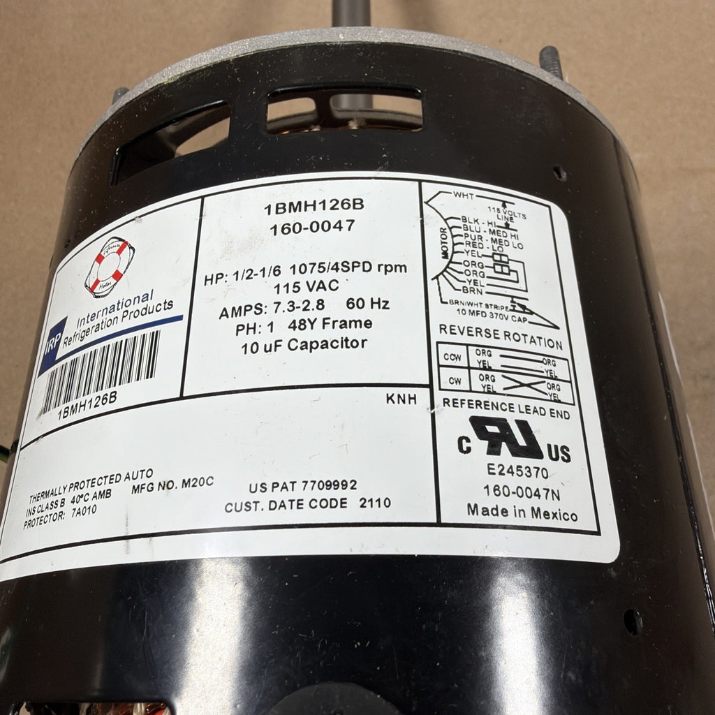 Blower Motor 1/2 HP 1BMH126B 208-230, 60 Hz, ph1 3.0 Amps 3 Speed Reversible