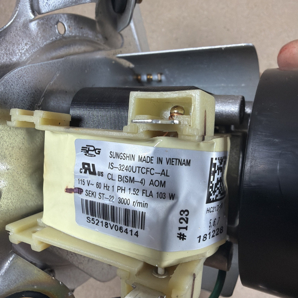Furnace Inducer Blower Motor CARRIER HC21ZS123 Sungshin IS-3240UTCFC-AL