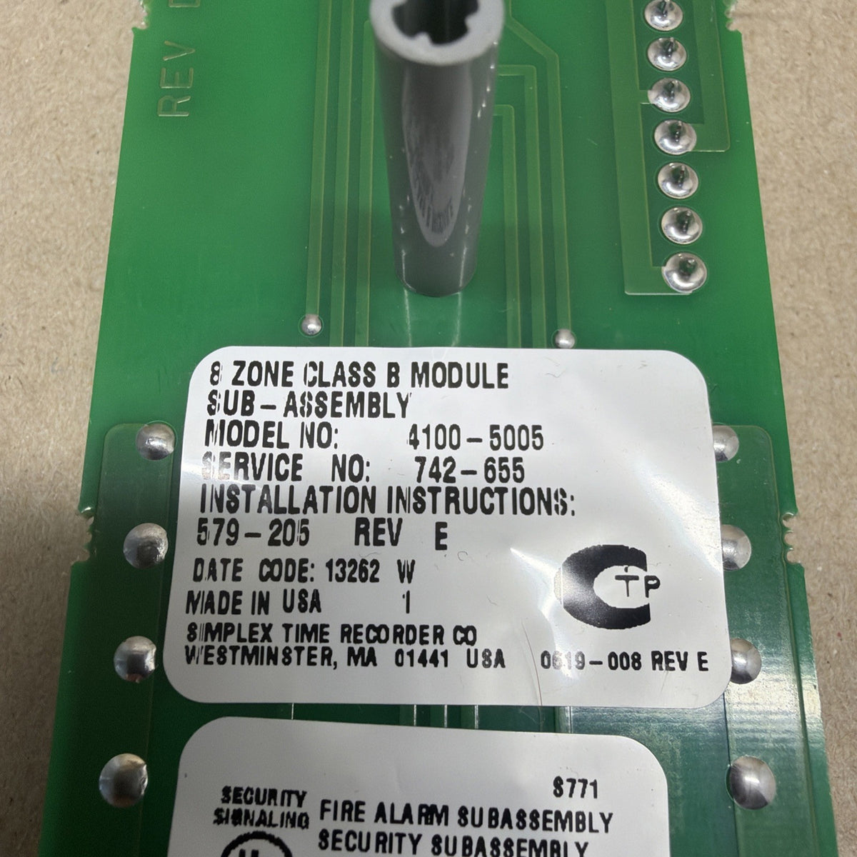✅ SIMPLEX 4100-5005 8 ZONE MODULE Bus Board Expander Card Fire Alarm Circuit