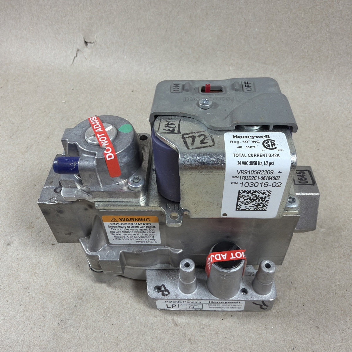 TESTED🔥🔥 Honeywell LP Modulating gas valve VR9105R2209 Lennox 103016-02 72W35