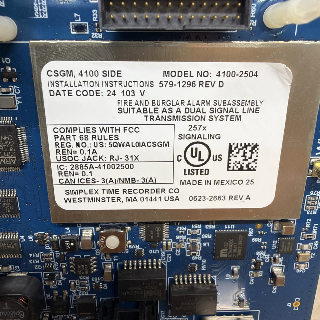 ✅. Simplex 4100-2504 Gateway Module Fire And Burglar Alarm 579-1296 REV D