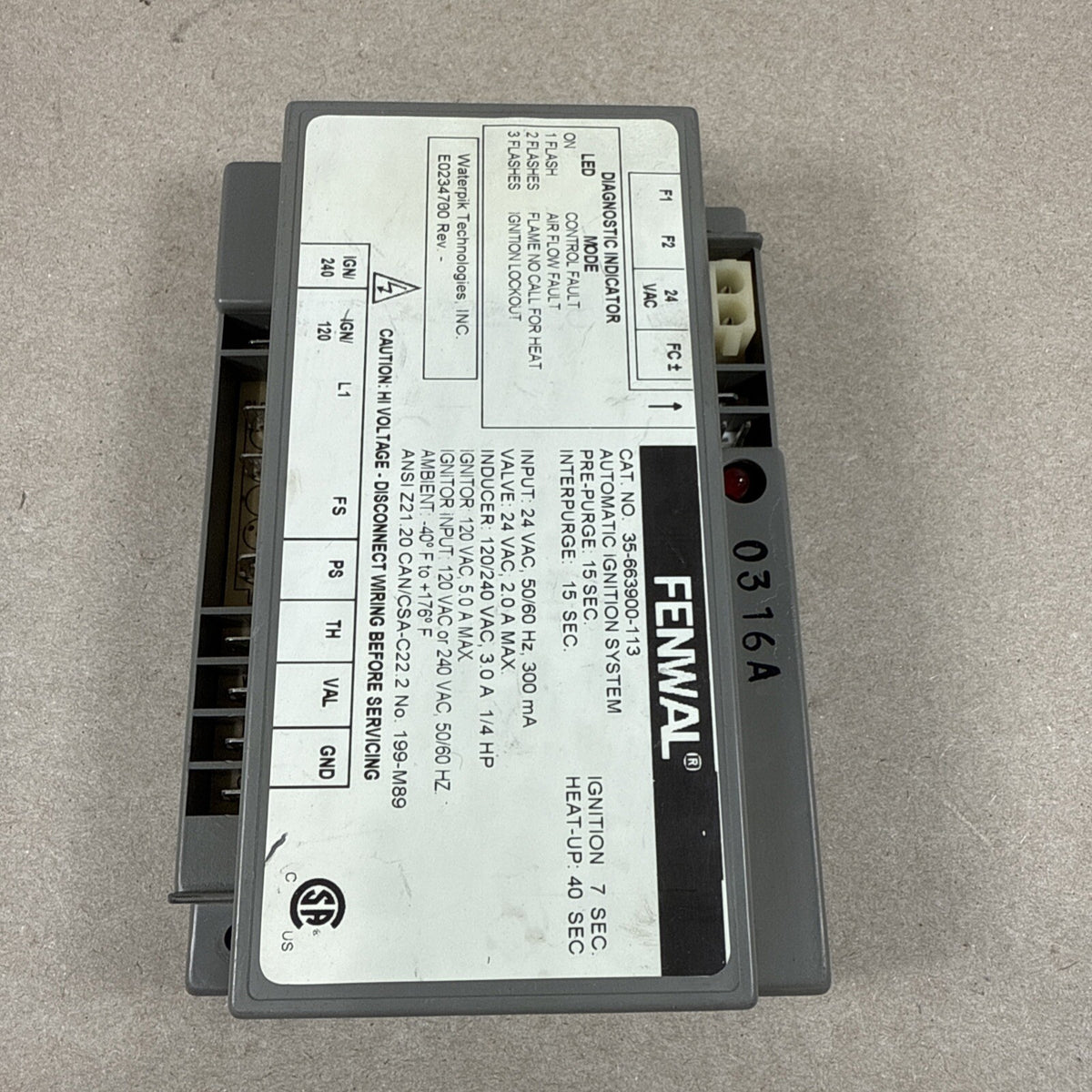TESTED🔥🔥  FENWAL 35-663900-113 Automatic Ignition System E0234700. (D150)