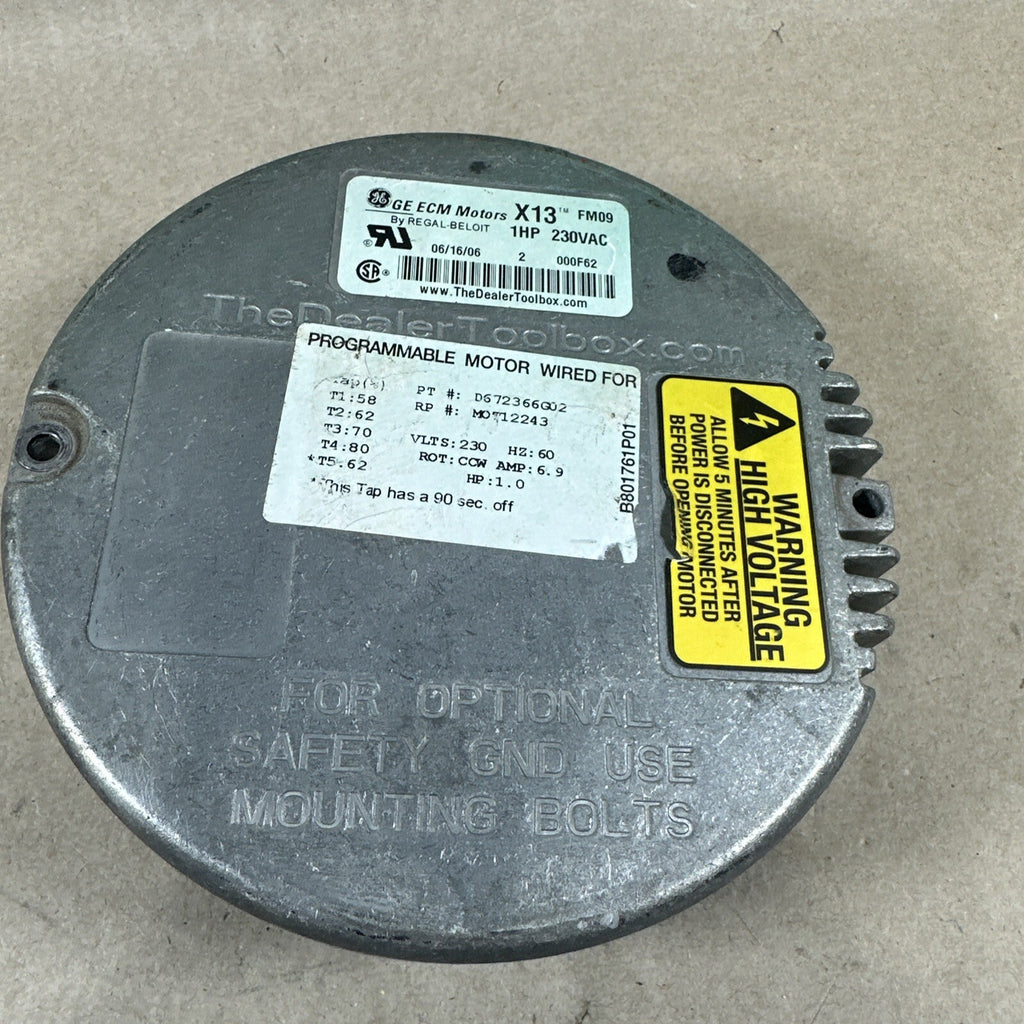 GE ECM X13 1 HP FM09 Blower Motor's Module 06/16/06 CCW LE rotation used (F138)