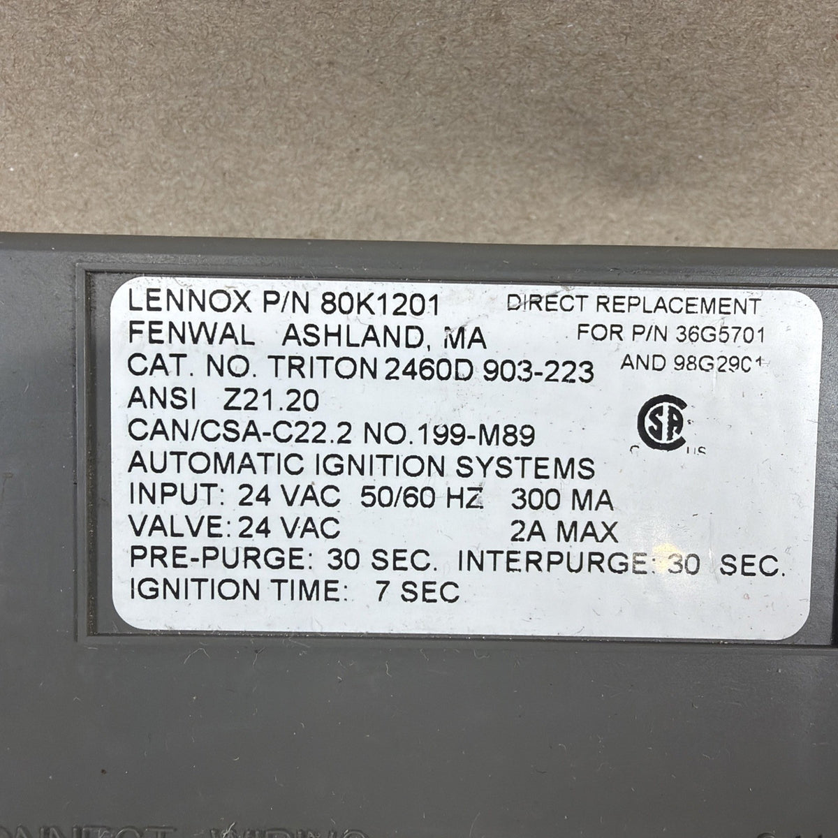 🔥🔥 LENNOX 80K1201 Ignition Control Module FENWAL 35-605903-223 36G5701 (N11)