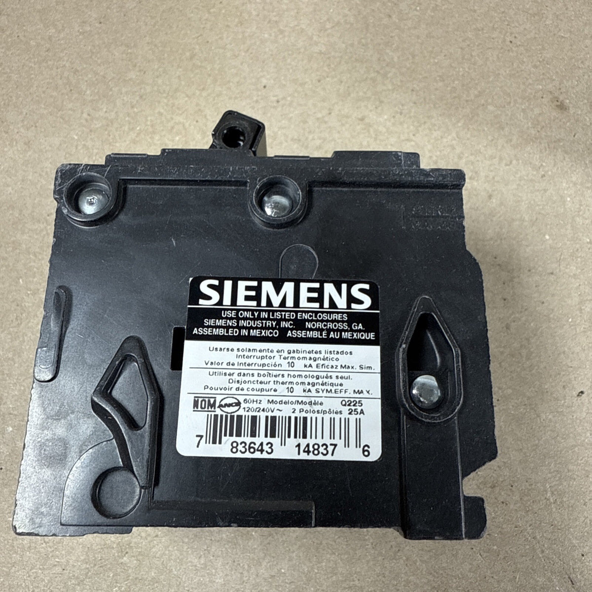 Two (2 Siemens) Q225 25 Amp Double Pole Trip Plug On Circuit Breaker 120 240 V