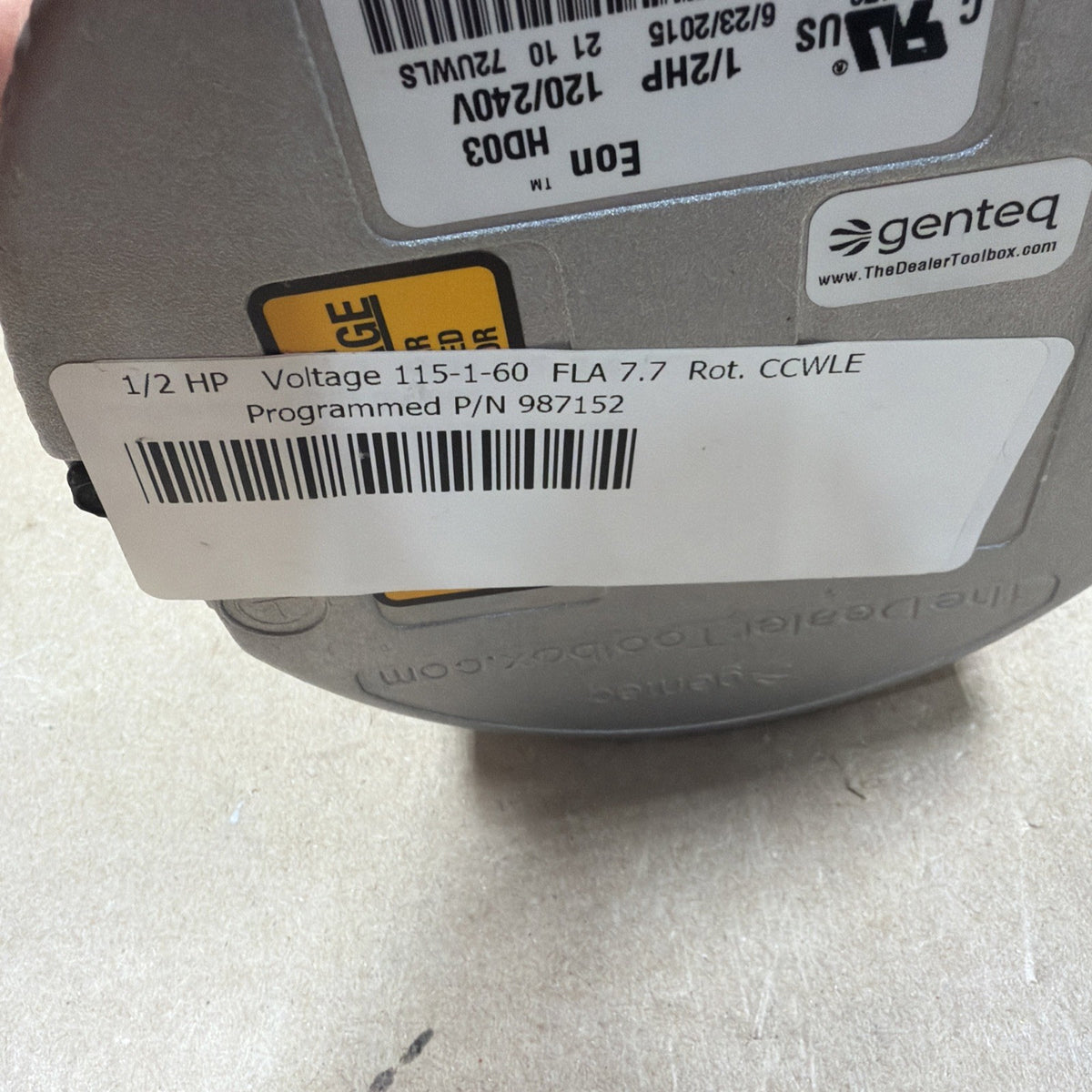 🔥 Genteq Eon 5SME39GLV5001 Programmable Motor 1/2hp 115V  987152  HD03 CCWLE