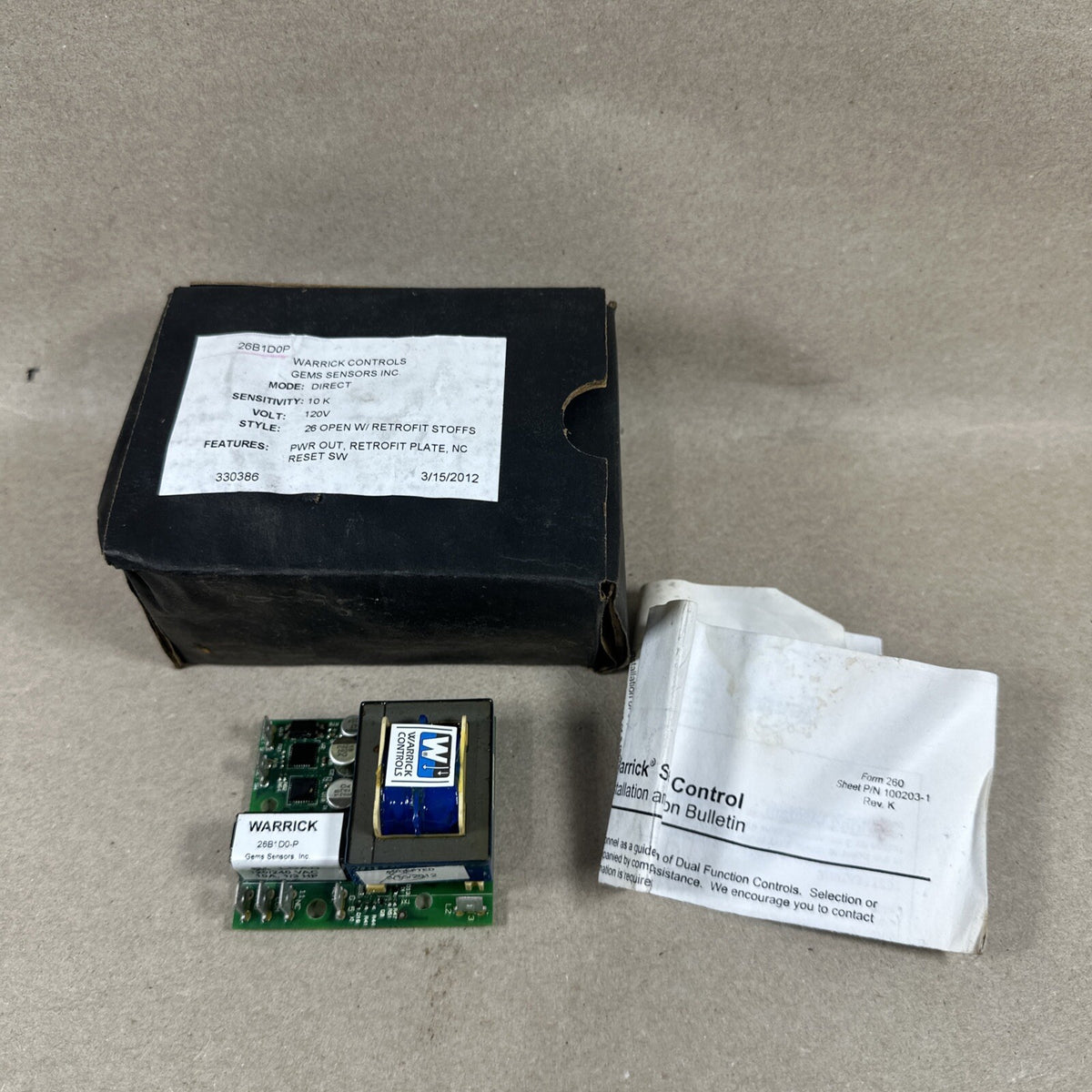 Warrick-Gems Sensors & Controls 26B1D0P 10Kohm 1NO/1NC LWCO W/PushBtn
