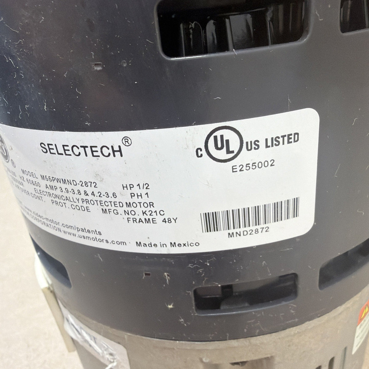 🔥🔥 US Motors M55PWMND-2872 SELECTECH Blower Motor 1/2HP Ver.585 M311ZA0479066
