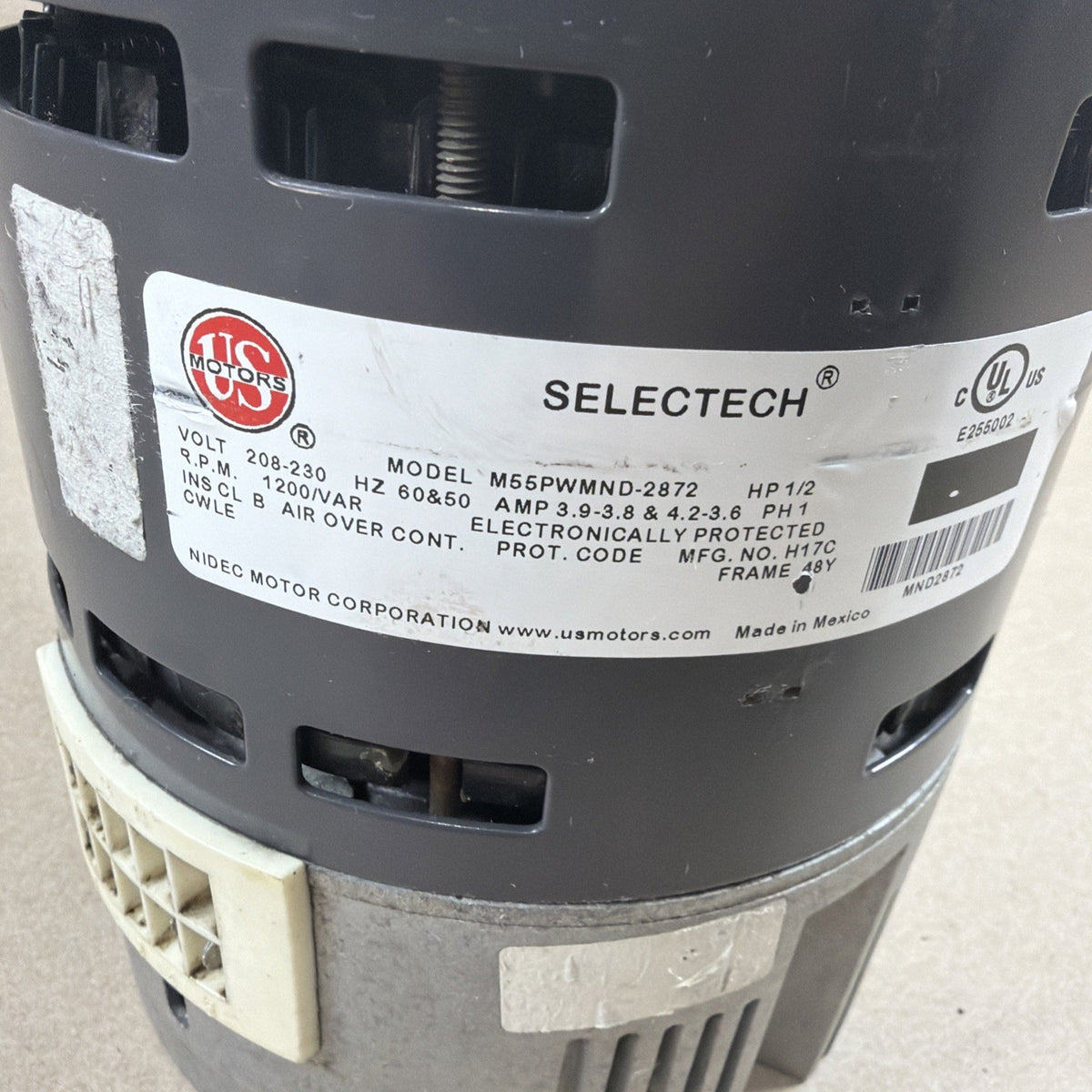 🔥🔥 US Motors M55PWMND-2872 SELECTECH Blower Motor 1/2HP Ver.585 M311ZA0479066