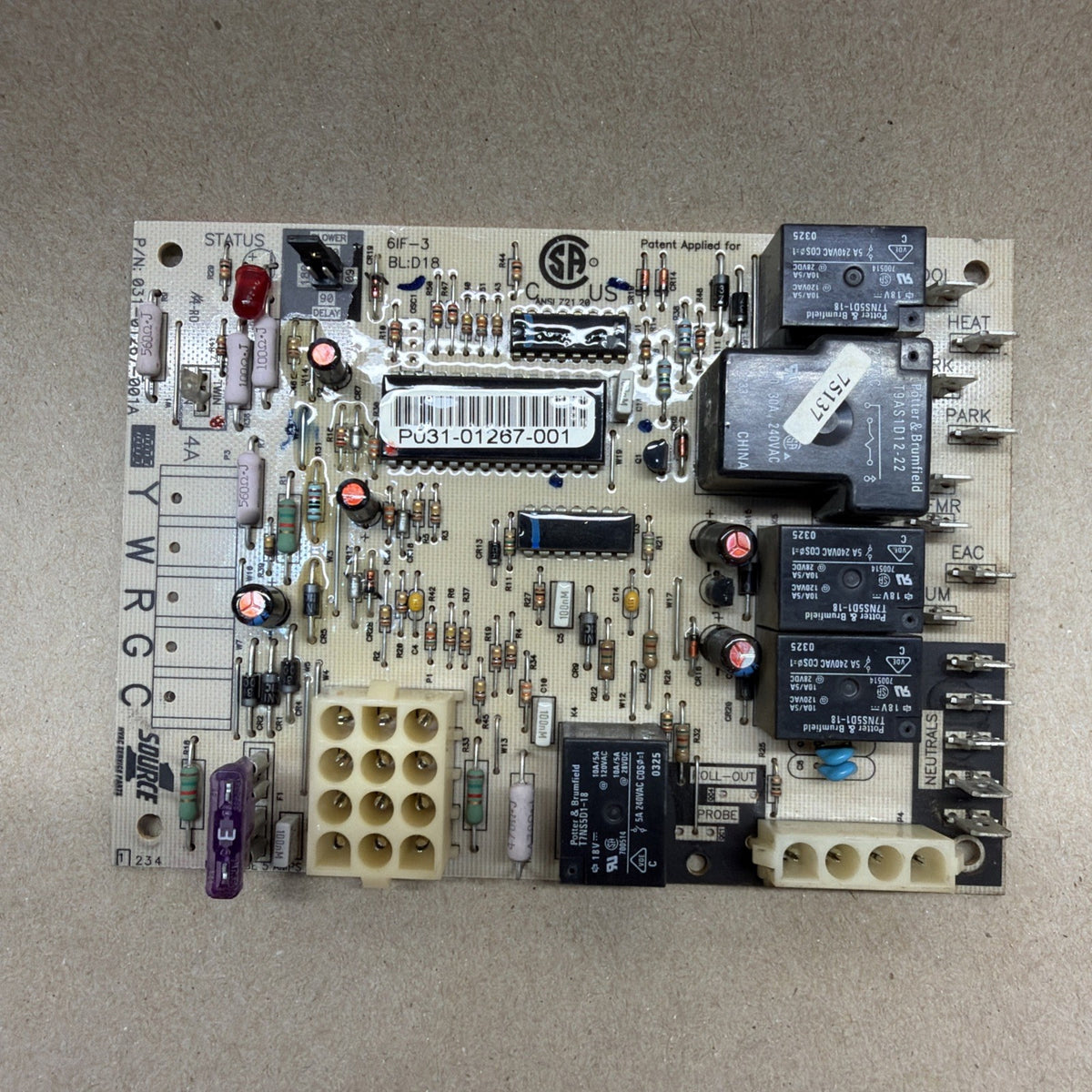 🔥 York Coleman P031-01267-001 Furnace Circuit Board SOURCE1 031-01267-001A