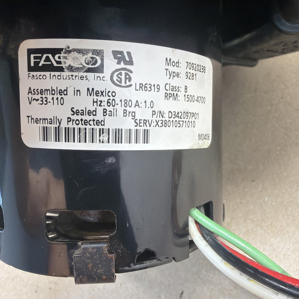 🔥 FASCO 70920238 Furnace Draft Inducer Blower Motor Assembly D342097P01