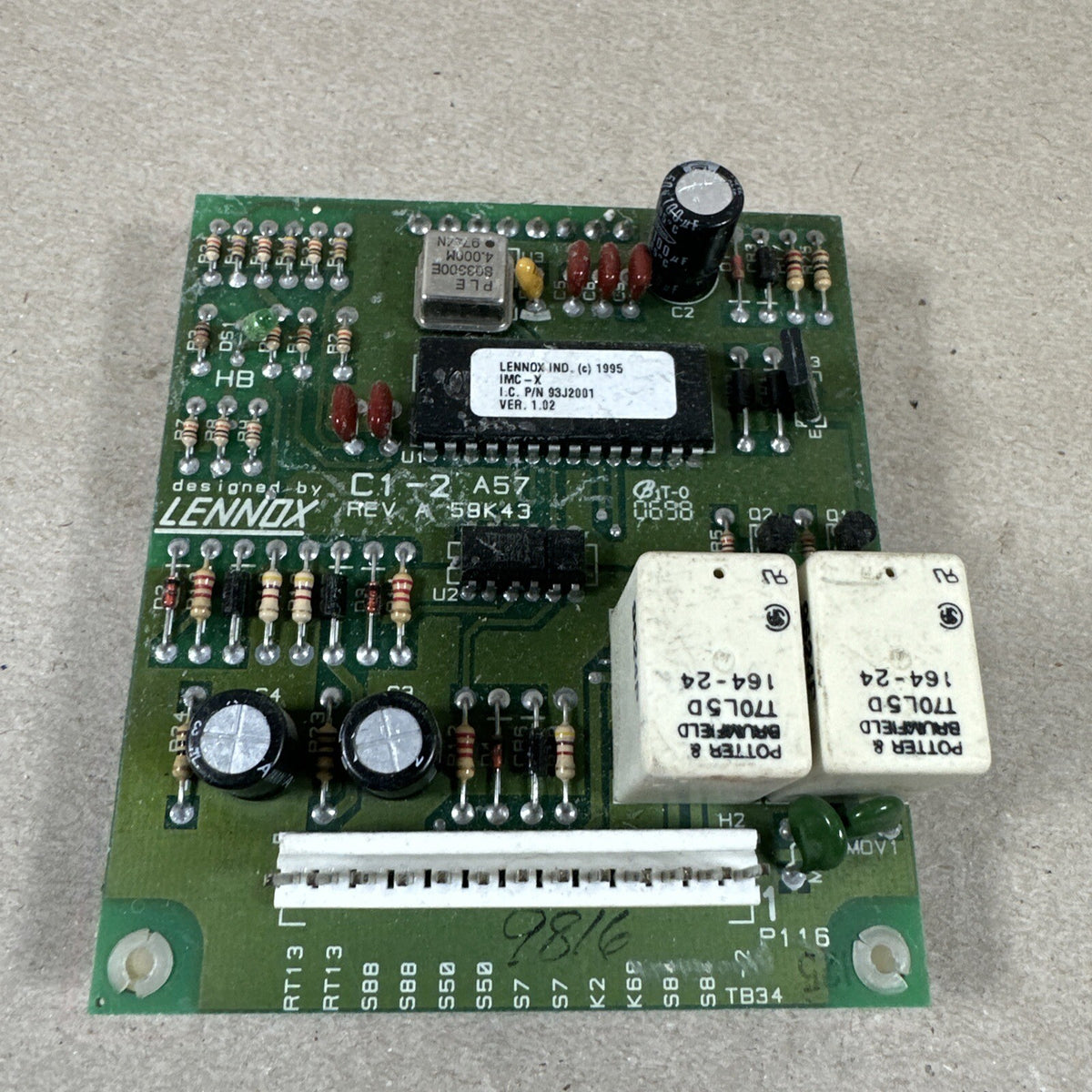 🔥🔥 59k43 93J2001 49K8801  56k86 Lennox RTU OEM control board section .