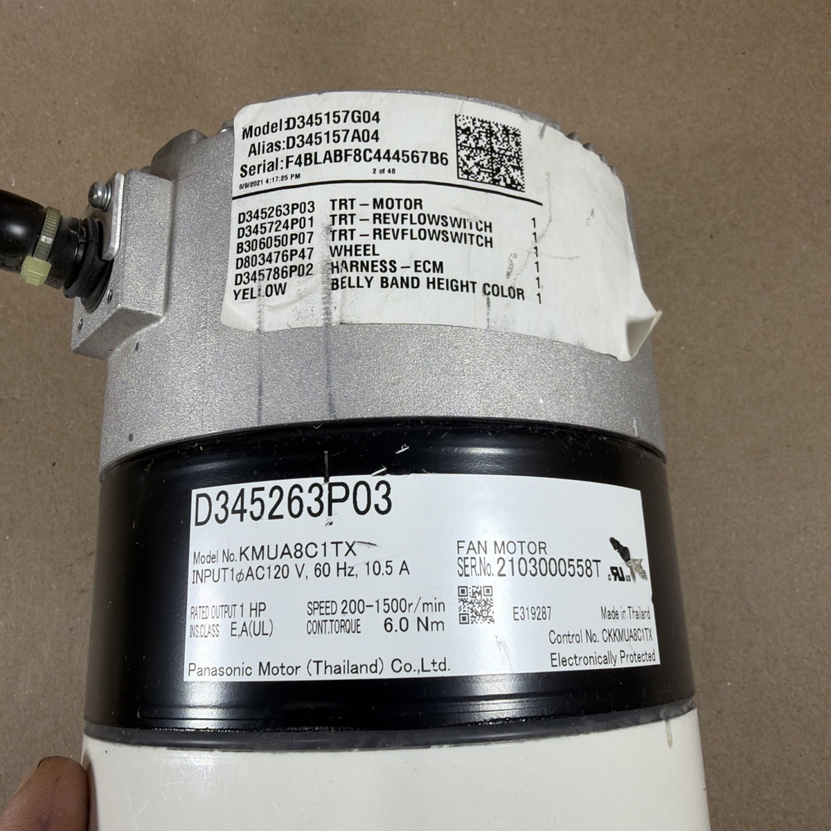 TESTED🔥 Trane KMUA8C1TX 1HP Air Handler Blower Motor 200-1500r/min D345263P03