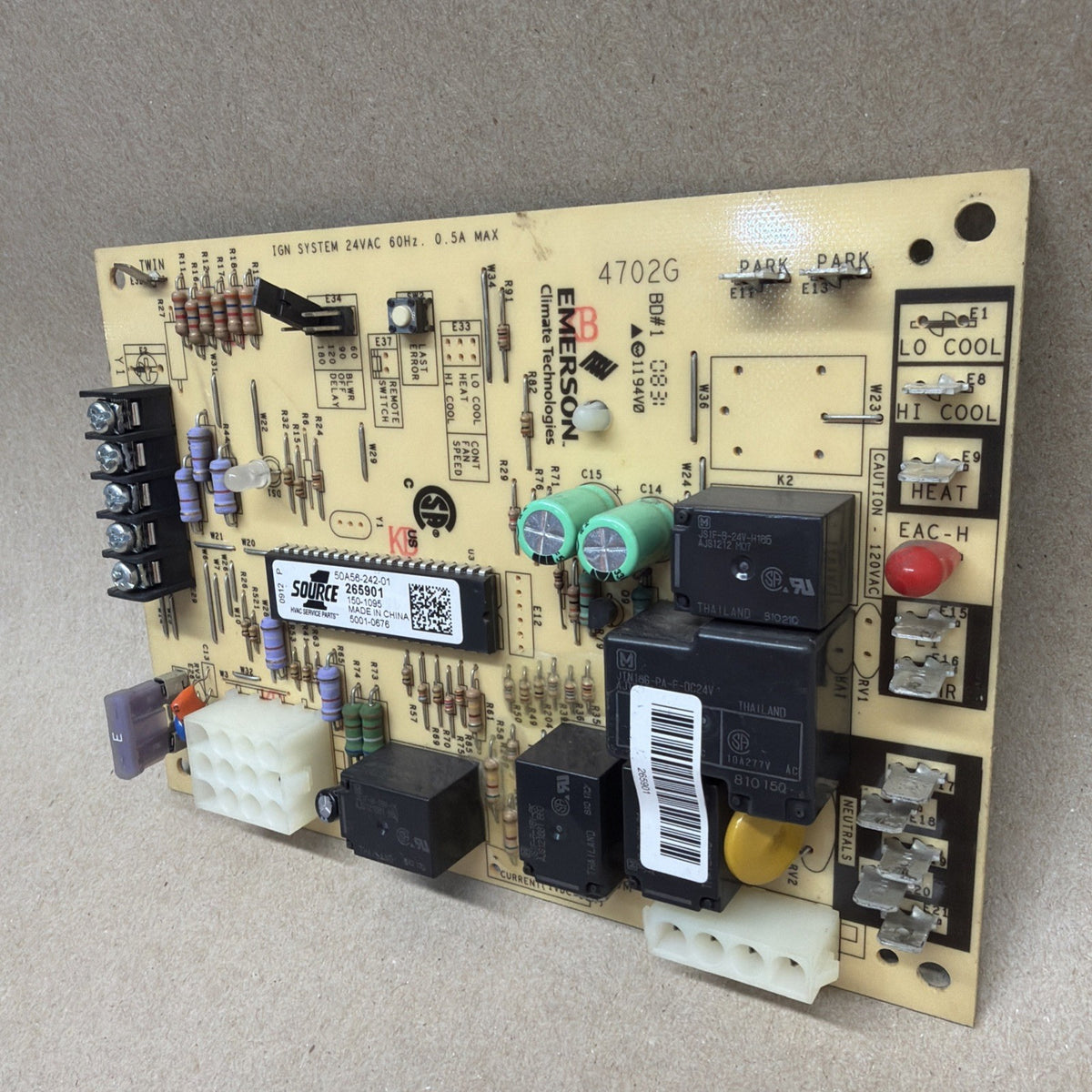 ✅ Source1 York Luxaire 265901 Furnace Control Board Emerson 50A56-242-01