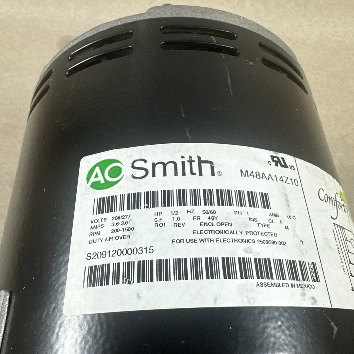 TESTED!!!  A.O. Smith M48A33Z10 Motor CCWLE. 208/230. 817203. 1/2 HP  (I79)