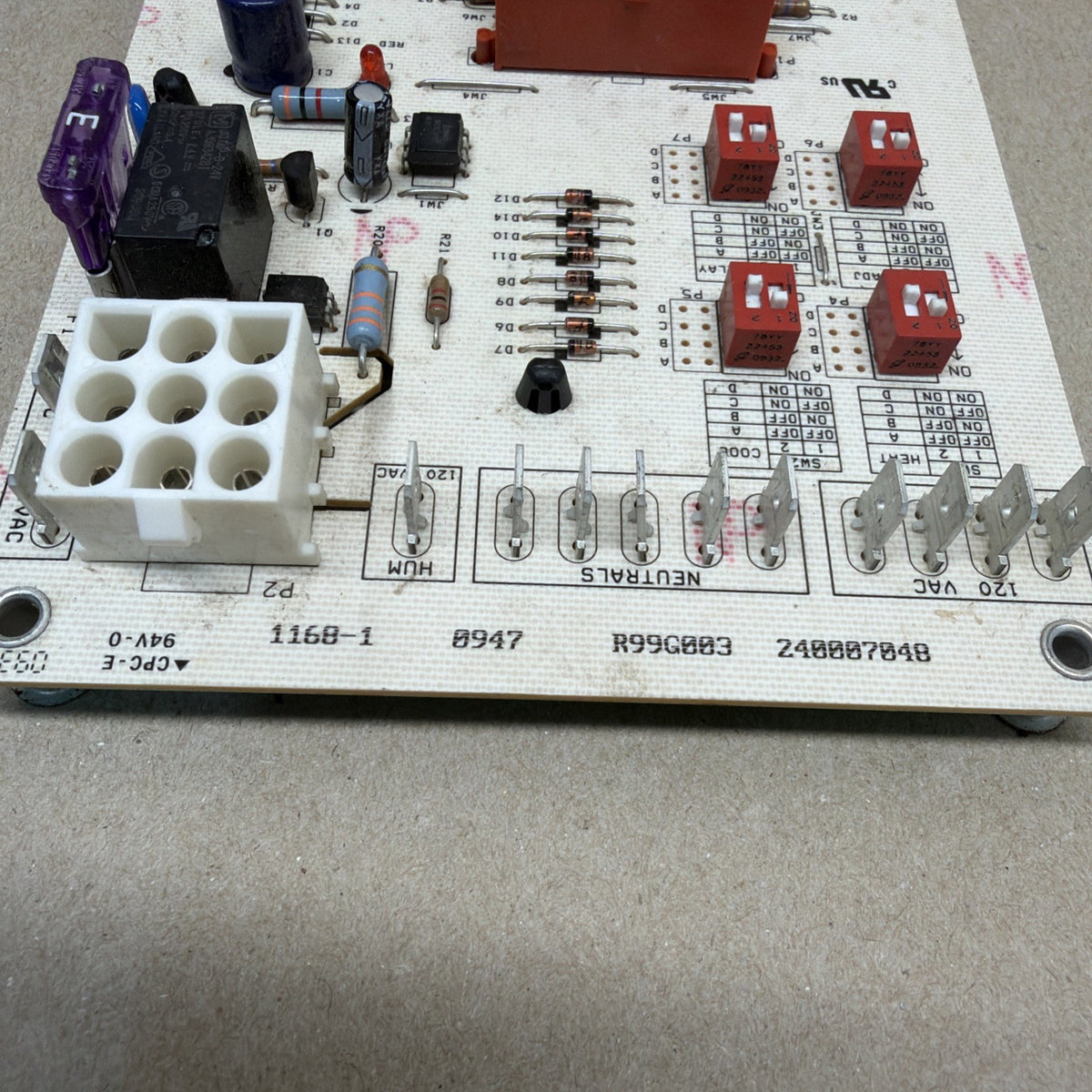 TESTED✅. 1168-1.  R99G003.  Furnace Control Board 1168-83-12B