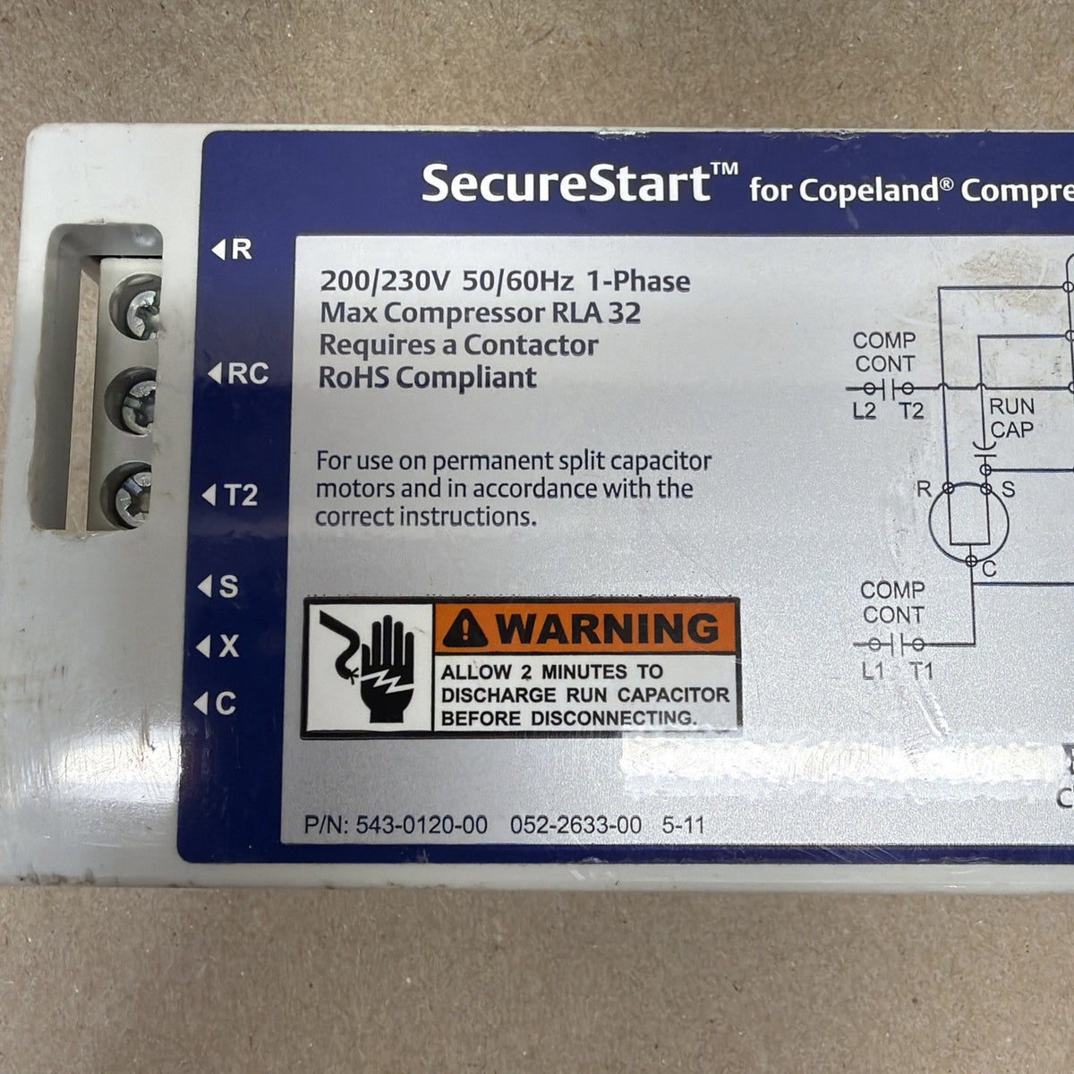 TESTED✅ Emerson Secure Start For Copeland Compressors P:N 543-0120-00