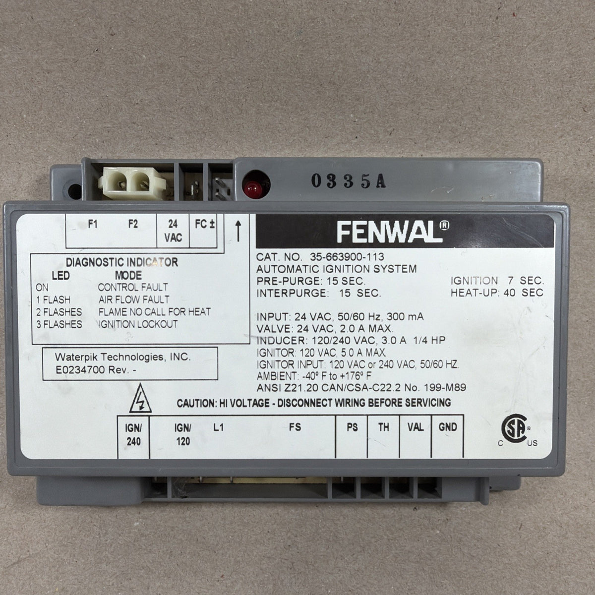 TESTED🔥 FENWAL 35-663900-113 Automatic Ignition System E0234700. (C12)